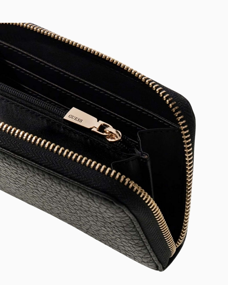 GUESS Marsha SLG Medium Zip Around Wallet black interior compartments – Áines Boutique