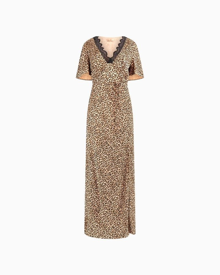 Guess Martine leopard print long dress with sleeveless cut and side slit