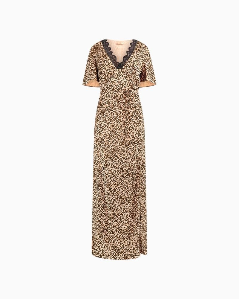 Guess Martine leopard print long dress with sleeveless cut and side slit