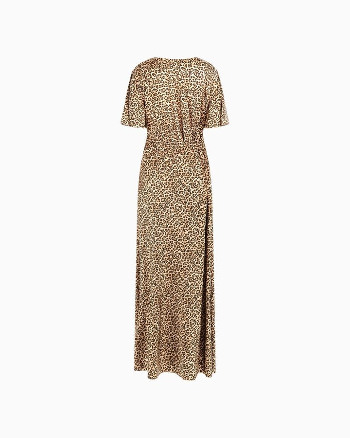 Back of Fitted animal print maxi dress in soft viscose blend