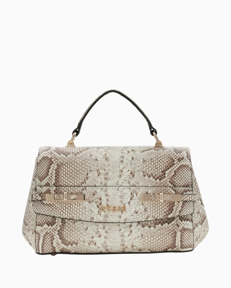 Guess Melinda python print handbag beige front view – Áines Boutique