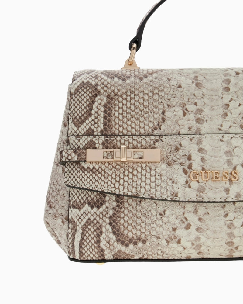 Guess Melinda python print handbag beige logo view – Áines Boutique