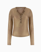 Guess metallic knit top gold product view on white background – Áines Boutique
