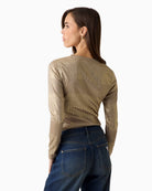 Guess metallic knit top gold back view woman wearing – Áines Boutique
