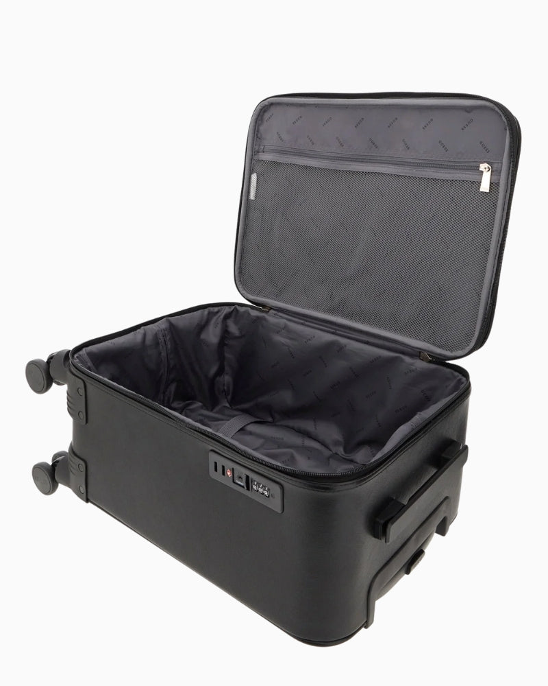 Interior compartments of Guess suitcase for organised packing