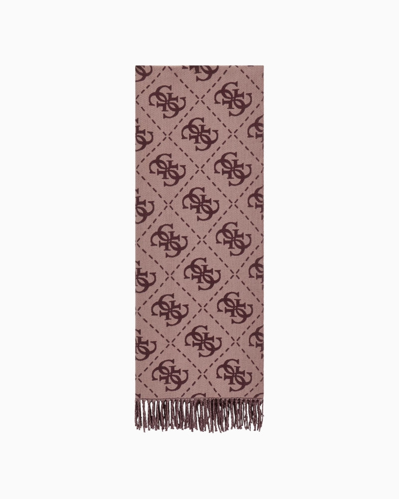 Multicolour Guess scarf with 4G logo print and fringed edges