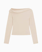 Guess one shoulder knit top beige product view on white background – Áines Boutique