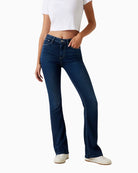GUESS high-rise flare skinny jeans in dark blue stretch denim