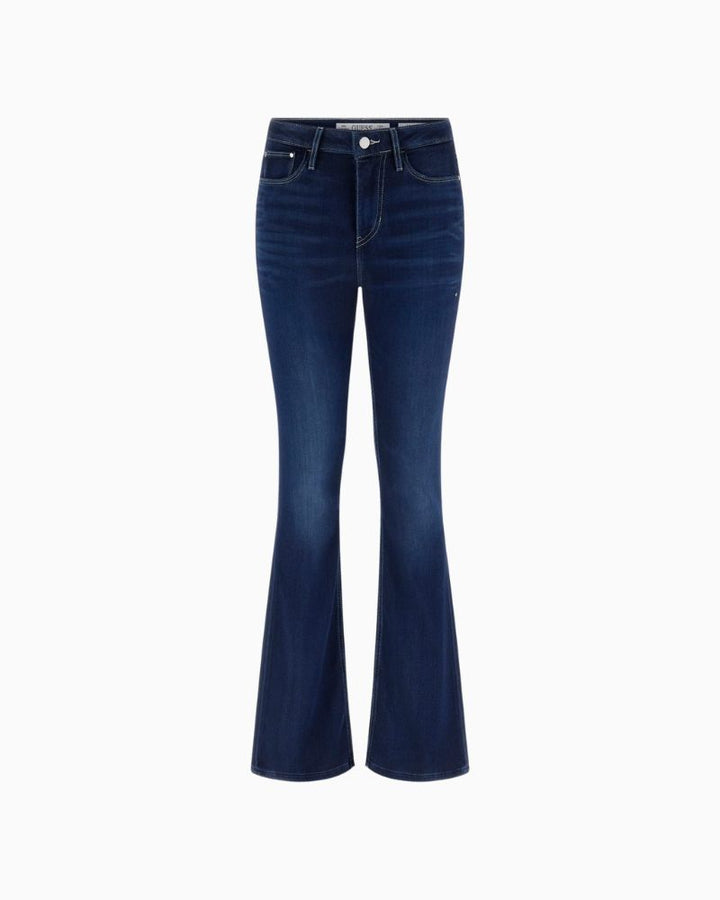 GUESS high-rise flare skinny jeans in dark blue stretch denim