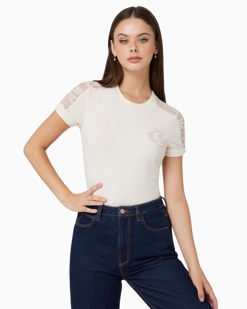 Guess - Shortsleeve Crew Neck Lace Tee 