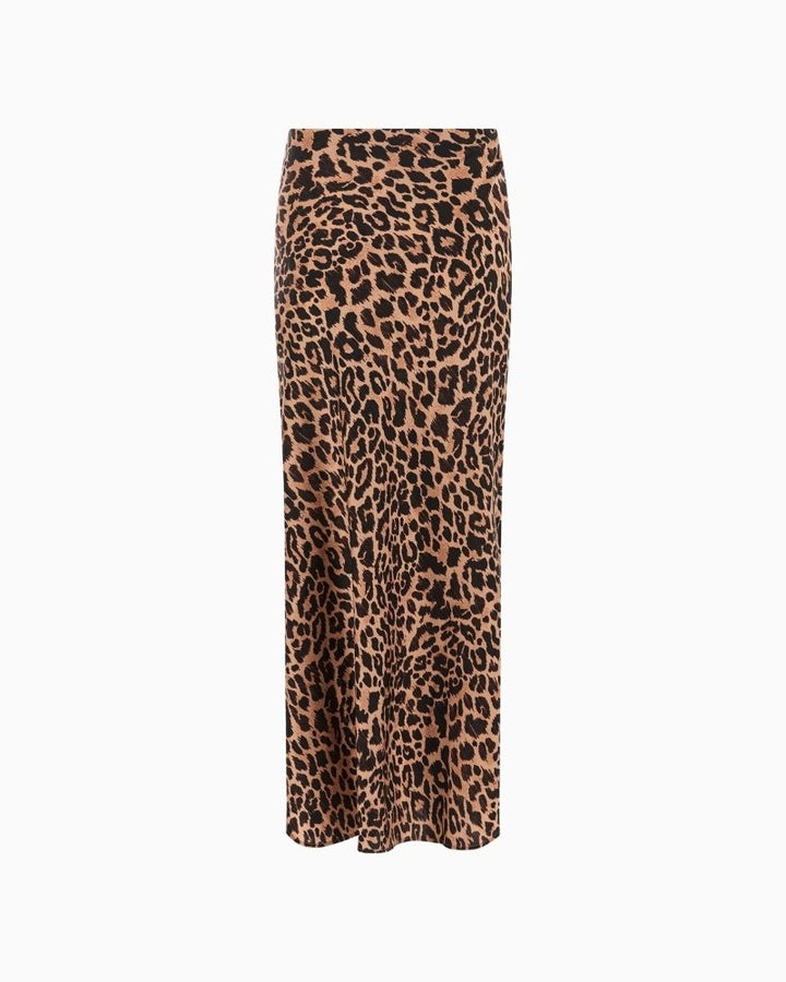 Guess Sibilla long satin skirt in leopard print with soft flowing shape