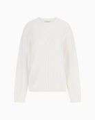 Guess Sylvie white pointelle sweater with crew neck and long sleeves
