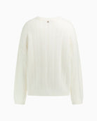 Back of fine pointelle knit detail on Sylvie sweater by Guess