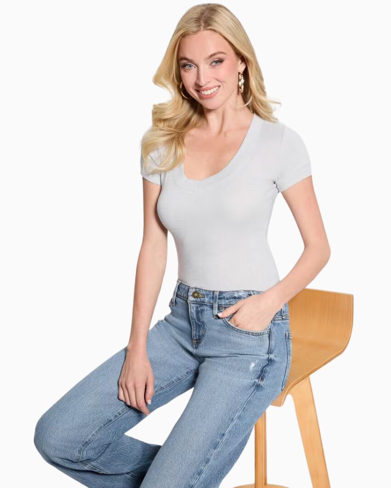 Guess - Tina V Neck Ribs Top 