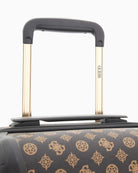 Front view of cabin-size Guess travel suitcase with TSA lock and zip closure