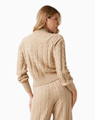 Back view of GUESS jumper showing soft texture and sculpted sleeve shape