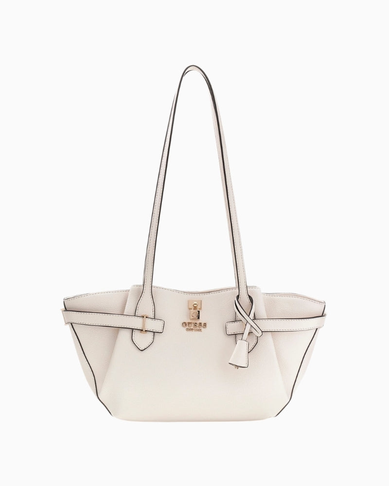Guess Yesba white saffiano shoulder bag front view – Áines Boutique