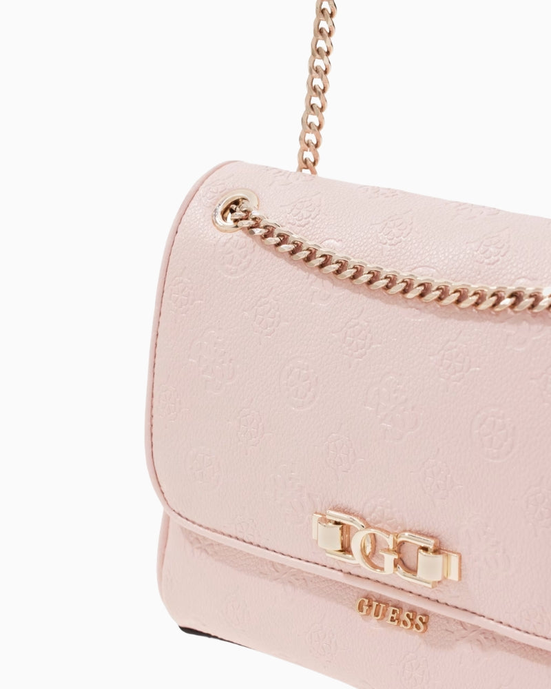 Guess Anise CrossBody Bag in rose showing gold hardware