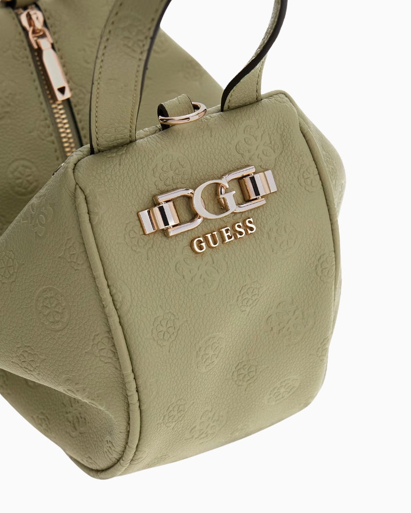 Guess Anise Handbag in sage showing gold hardware