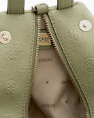 Guess Anise Handbag in sage zipper detail view
