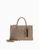 Guess Anise Handbag taupe front view with top handles and shoulder strap