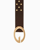 Guess Camden Belt in dark brown gold-tone hardware detail