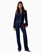 Guess cropped denim jacket blue paired with jeans – Áines Boutique