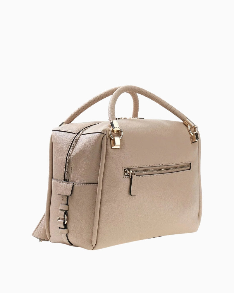 Guess Danya Satchel in Taupe back view