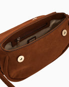 Guess Danya Suede Shoulder Bag in cognac interior view with zip pocket 1