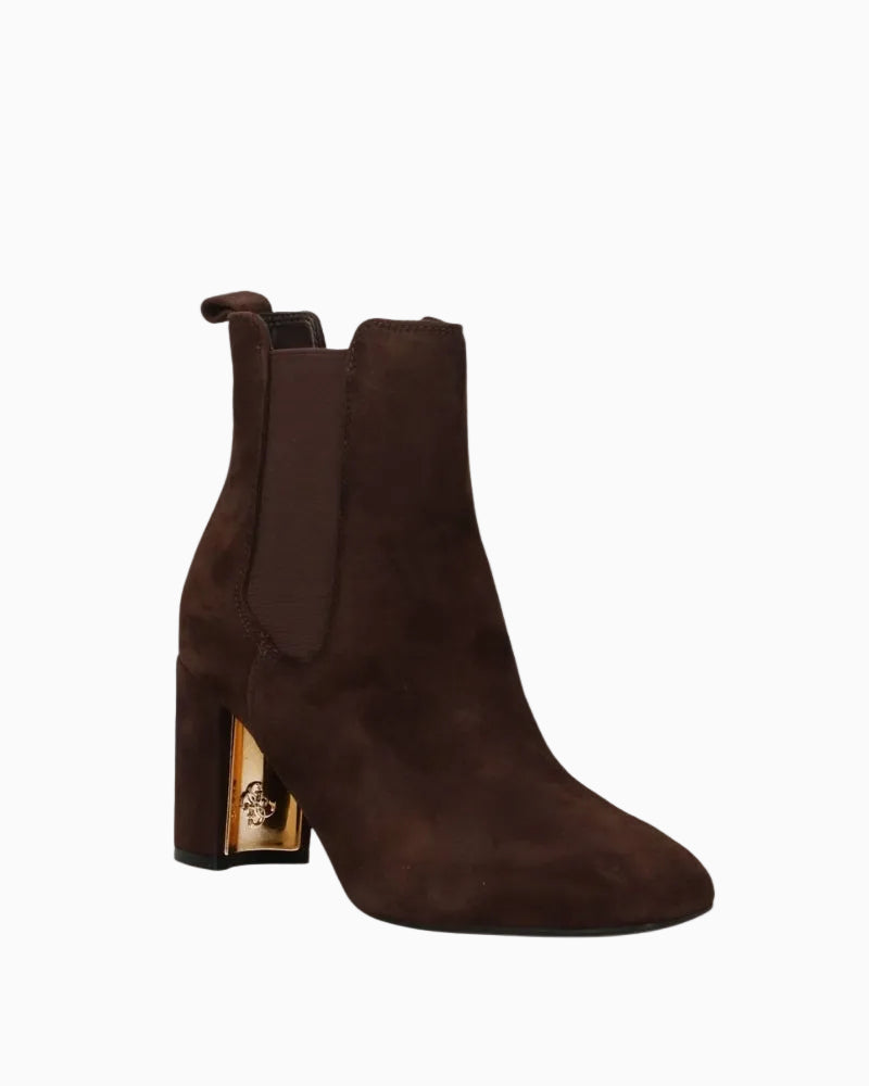 Guess Fiery Suede Boots in Dark Brown right side view