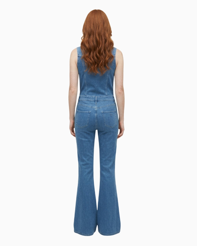 Guess Harlo Flare Denim Jumpsuit back view