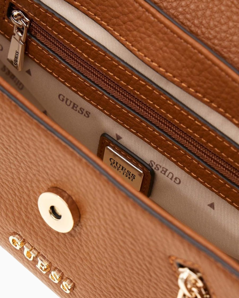 Guess Jessa Crossbody Bag caramel interior compartments
