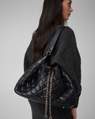 Guess Juliet Hobo Bag in black gold-tone hardware detail
