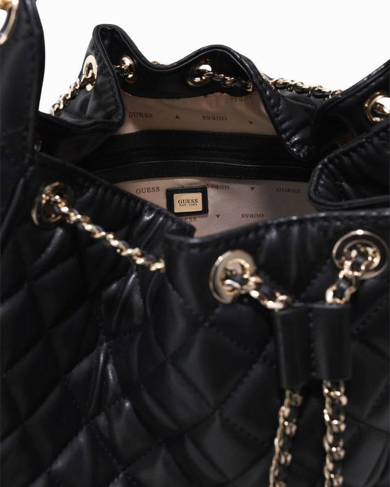 Guess Juliet Hobo Bag in black interior logo detail