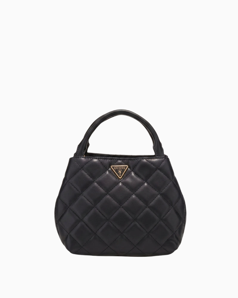 Guess Juliet Mini Satchel Bag in black front view