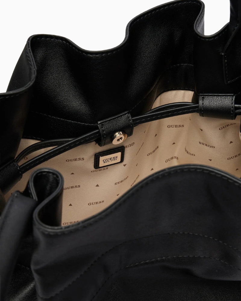 Guess Karima Tote Bag in Black logo detail