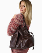Guess Karima Tote Bag in Brown logo detail