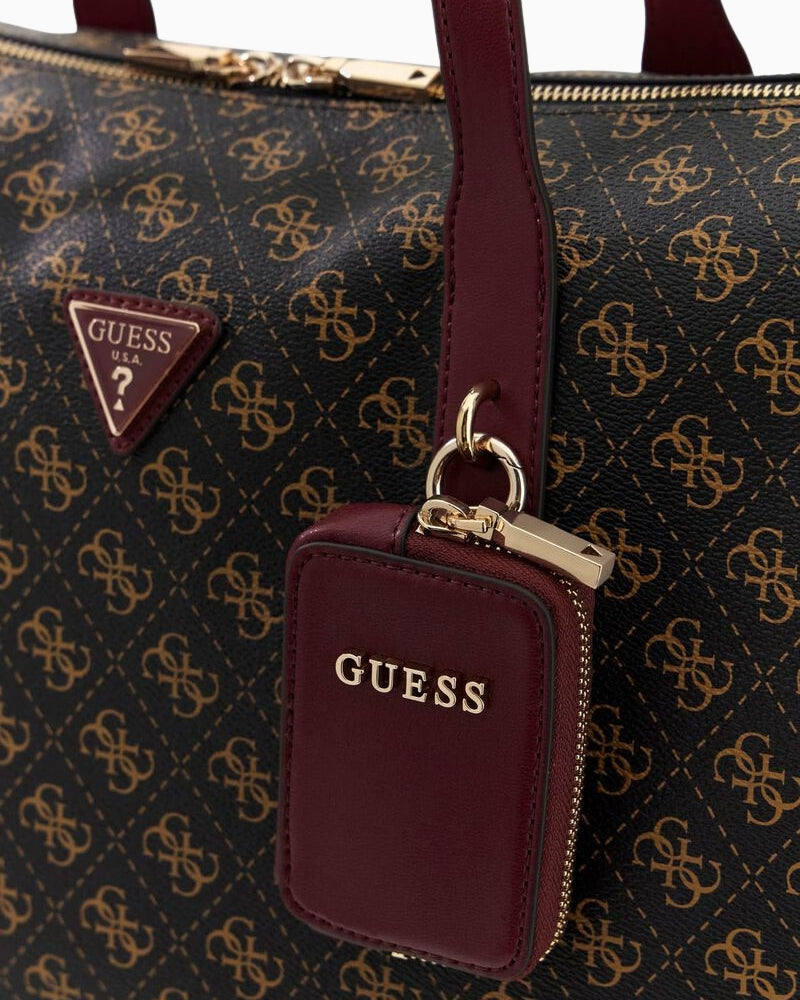 Guess Latona Carryon Large Tote in brown logo details
