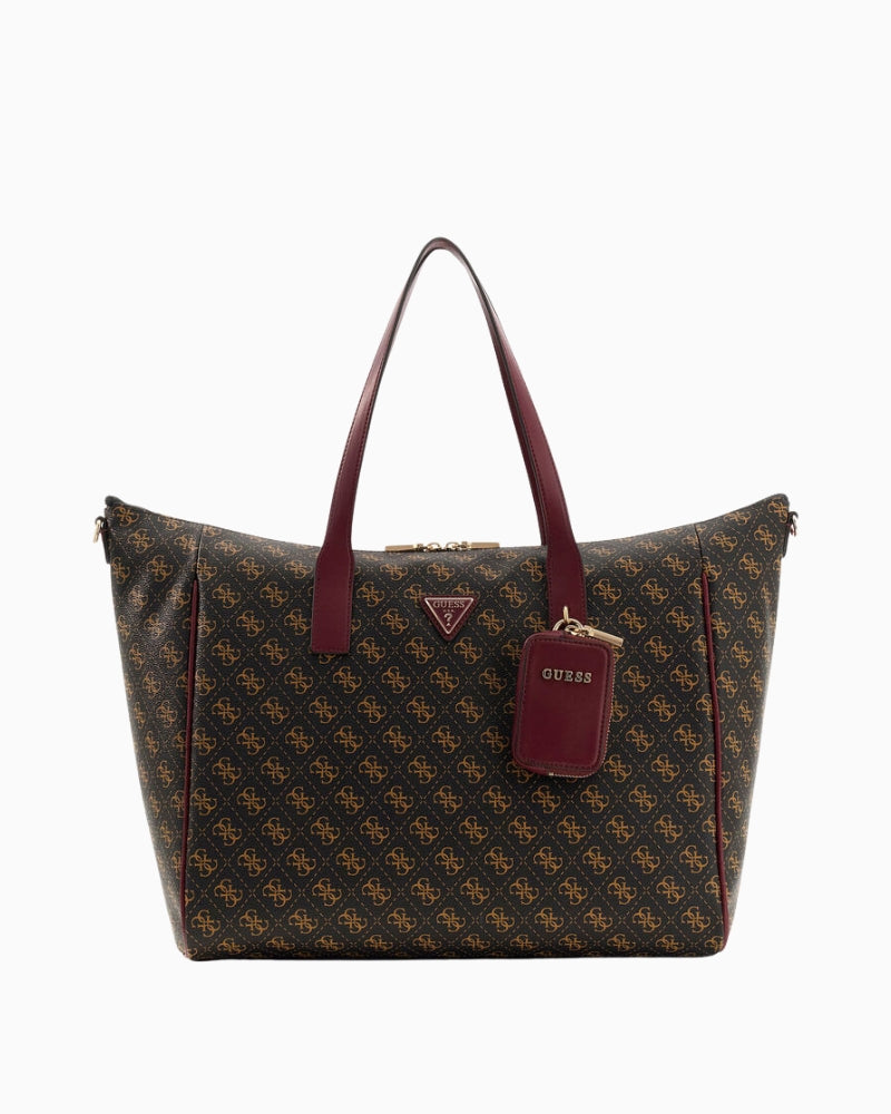 Guess Latona Carryon Large Tote in brown logo front view