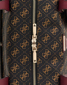 Guess Latona Carryon Large Tote in brown logo hardware details