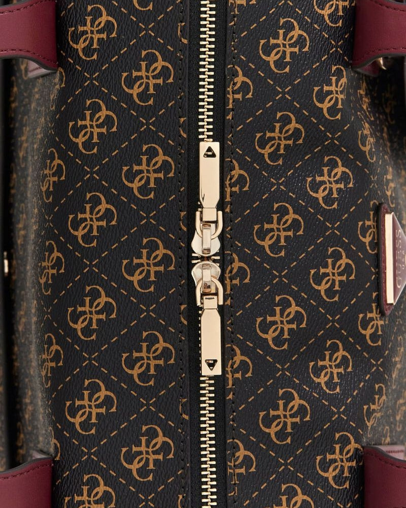 Guess Latona Carryon Large Tote in brown logo hardware details