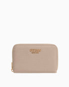 Guess Marsha Saffiano Wallet beige front view – Áines Boutique