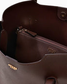 Guess Melody 2 in 1 Tote in brown zip fastening detail
