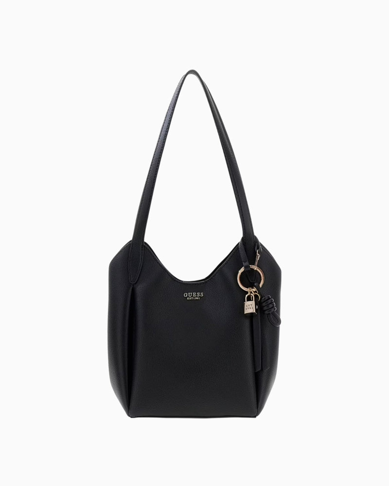 Guess Melody Bucket Bag in Black front view