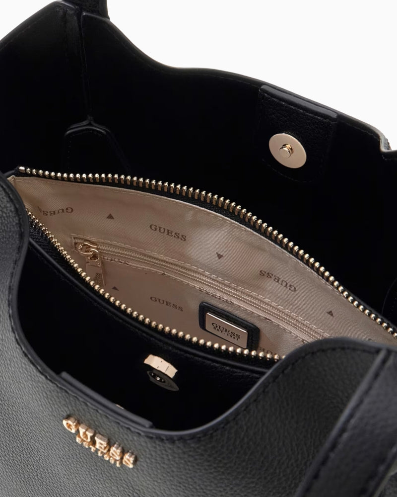 Guess Melody Bucket Bag in Black interior detail