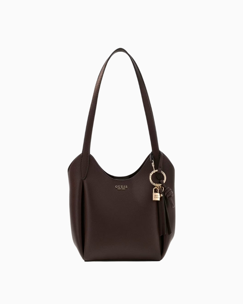 Guess Melody Bucket Bag in brown front view