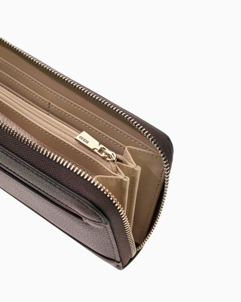 Guess Melody Wallet in brown zip closure detail
