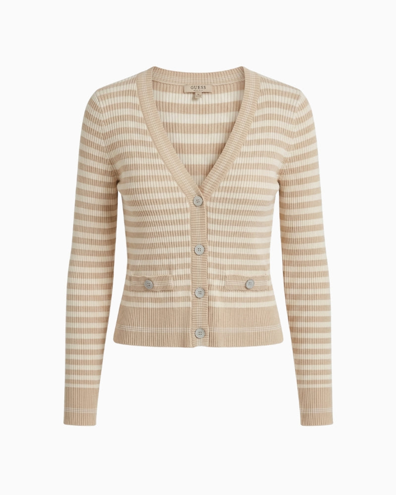 Guess Mix Stripe Rib Marti Tank beige front view