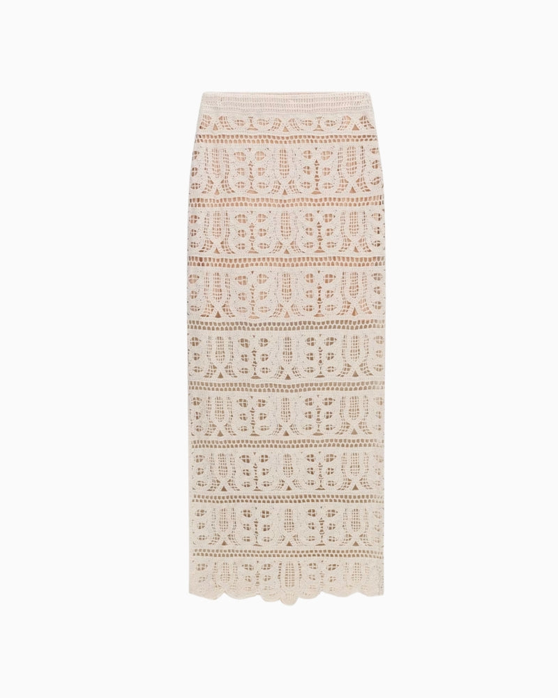 Guess Octavia Long Sweater Skirt cream waist detail