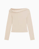 Guess one-shoulder top beige flat lay – Áines Boutique